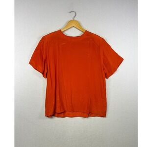 Anna and‎ Frank Orange 100% Silk Short Sleeve Blouse Women's Size M